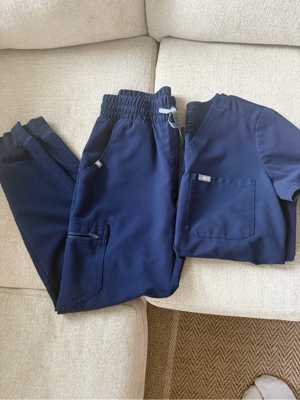 Figs Navy S Zamora high waisted jogger set
